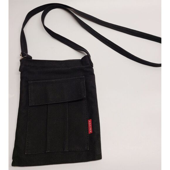 Black Canvas Tote Bag with Zipper Closure – Durable Everyday Carryall 9" - Picture 7 of 7